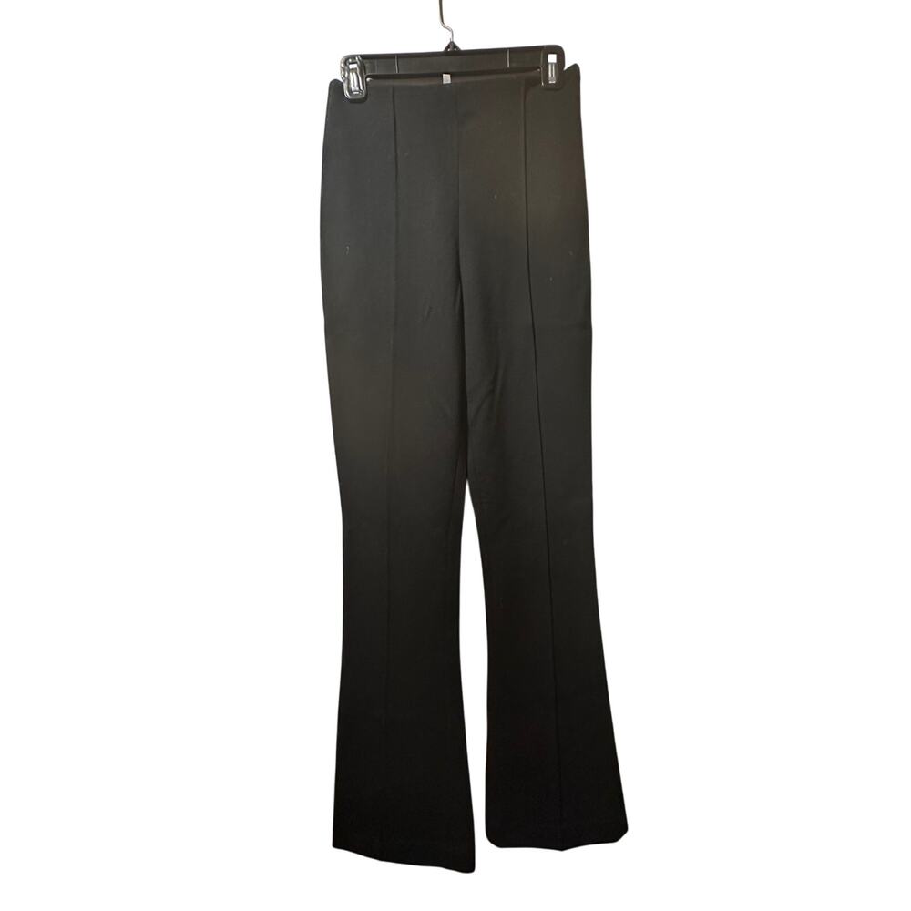 L'Academie Los Angeles Women High Waist Pintuck Stretchy Flare Leg Pants Black S